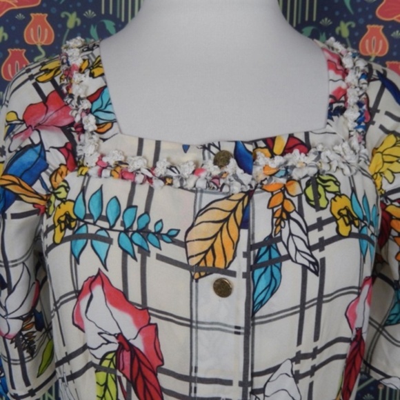 Dyvna Windowpane Silk Blend Floral Shirt Dress Nwt XS - Picture 4 of 9